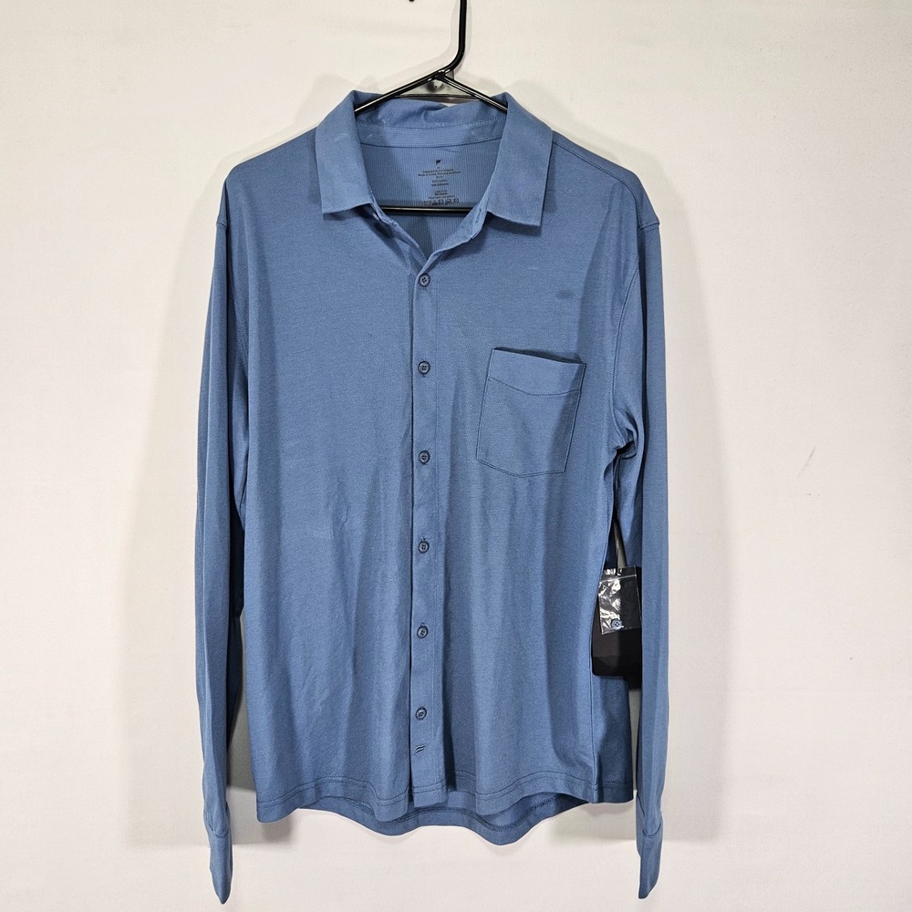 Fabletics The Dash Long Sleeve Button Up Light Blue NEW Medium